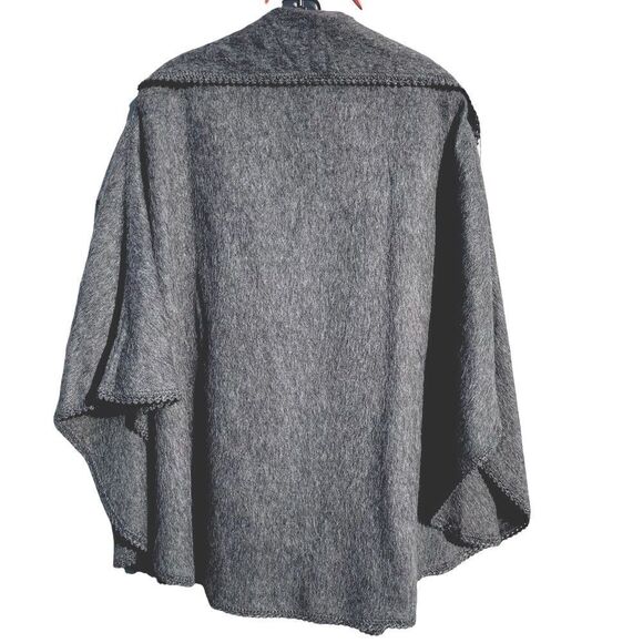 Alpaca Camargo Peru Wool Poncho Sweater Shawl Cocoon Oversized Boho Gray OS - Picture 5 of 9